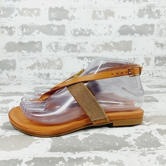 NEW Inuovo Brown Leather Sling Back Buckle Strap Summer Thong Sandals M824 - Picture 1 of 11